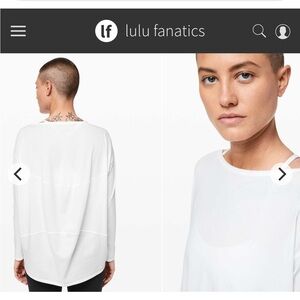 Lululemon Back In Action Long Sleeve ~Sz 14 White Oversized Pima Cotton